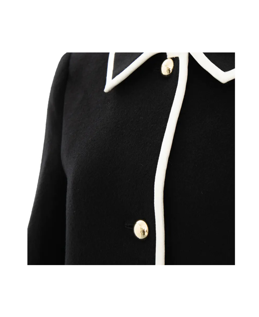 Moschino Contrast Color Trimmed Lapel Coat In Black
