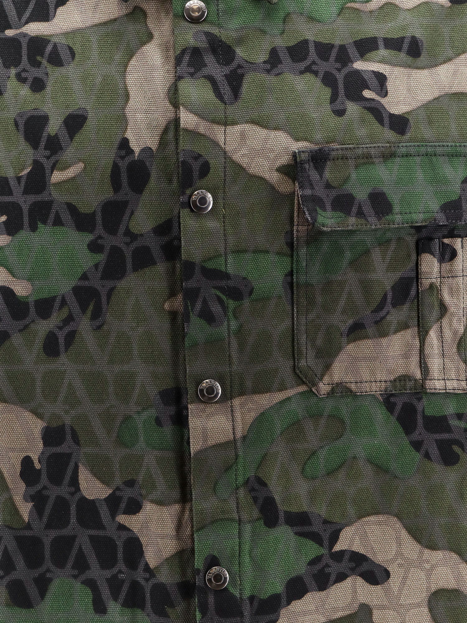 Valentino Men Cotton Jacket With Camouflage Motif In Black