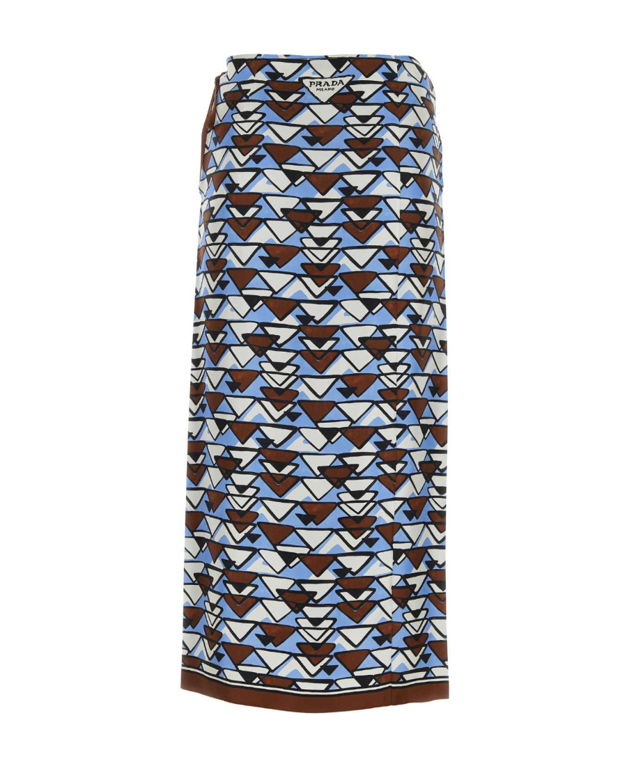 Prada Geometric-print Midi Skirt In Multicolor