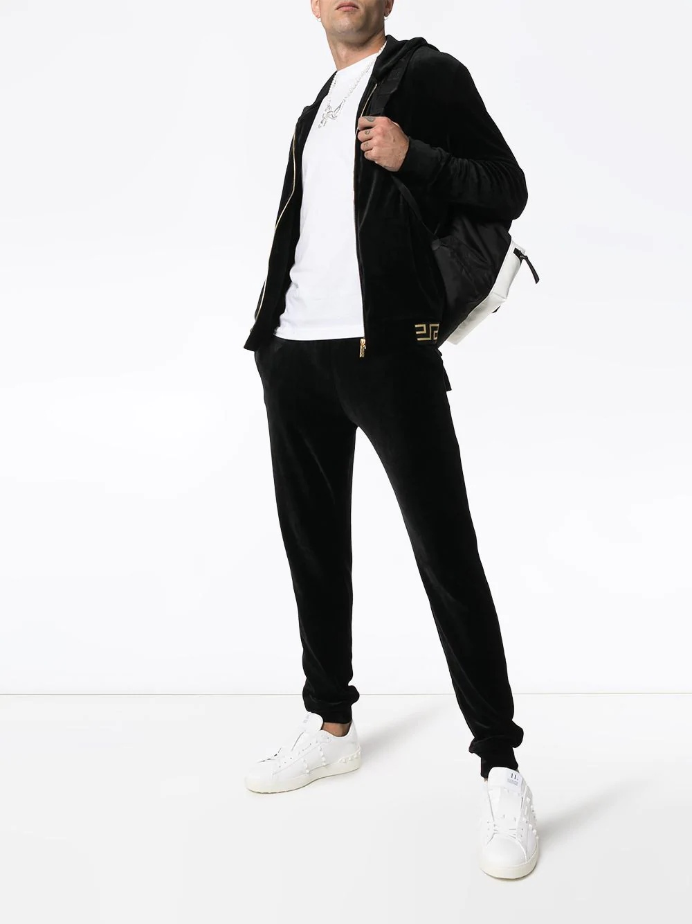 Versace Greco Velvet Casual Jacket In Black