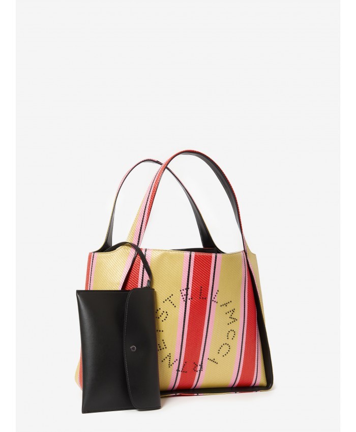 Stella Mccartney Striped Logo Embellished Tote Bag In Multicolor