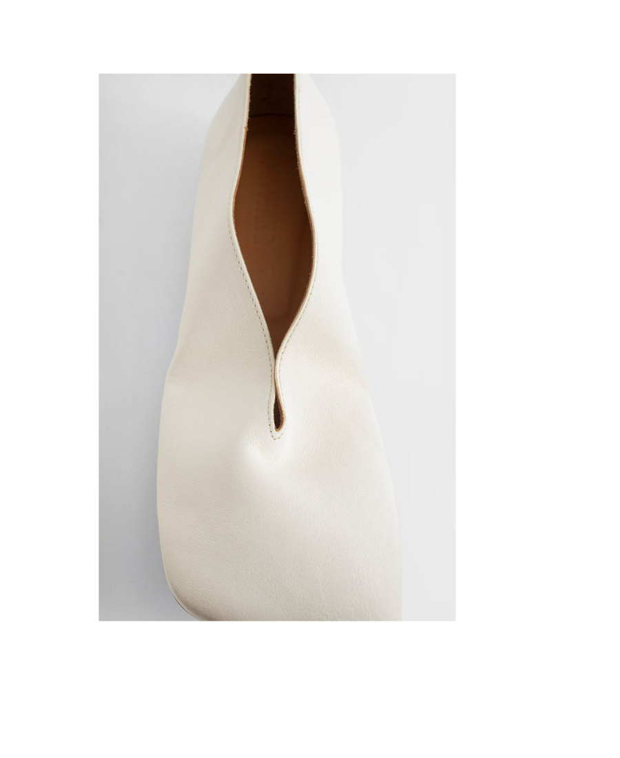 Shop Uma Wang Asymmetric-toe Leather Ballerina Shoes In White