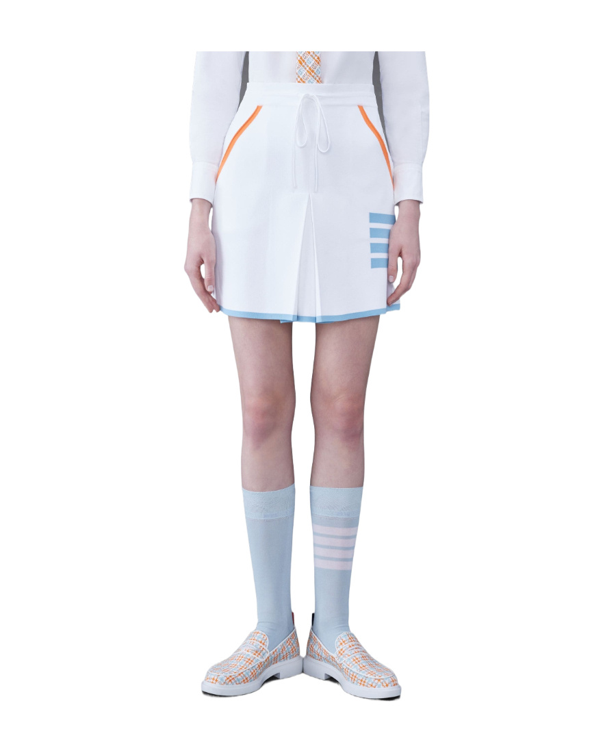 Thom Browne 4-bar Stripe Box Pleat Miniskirt In Blue