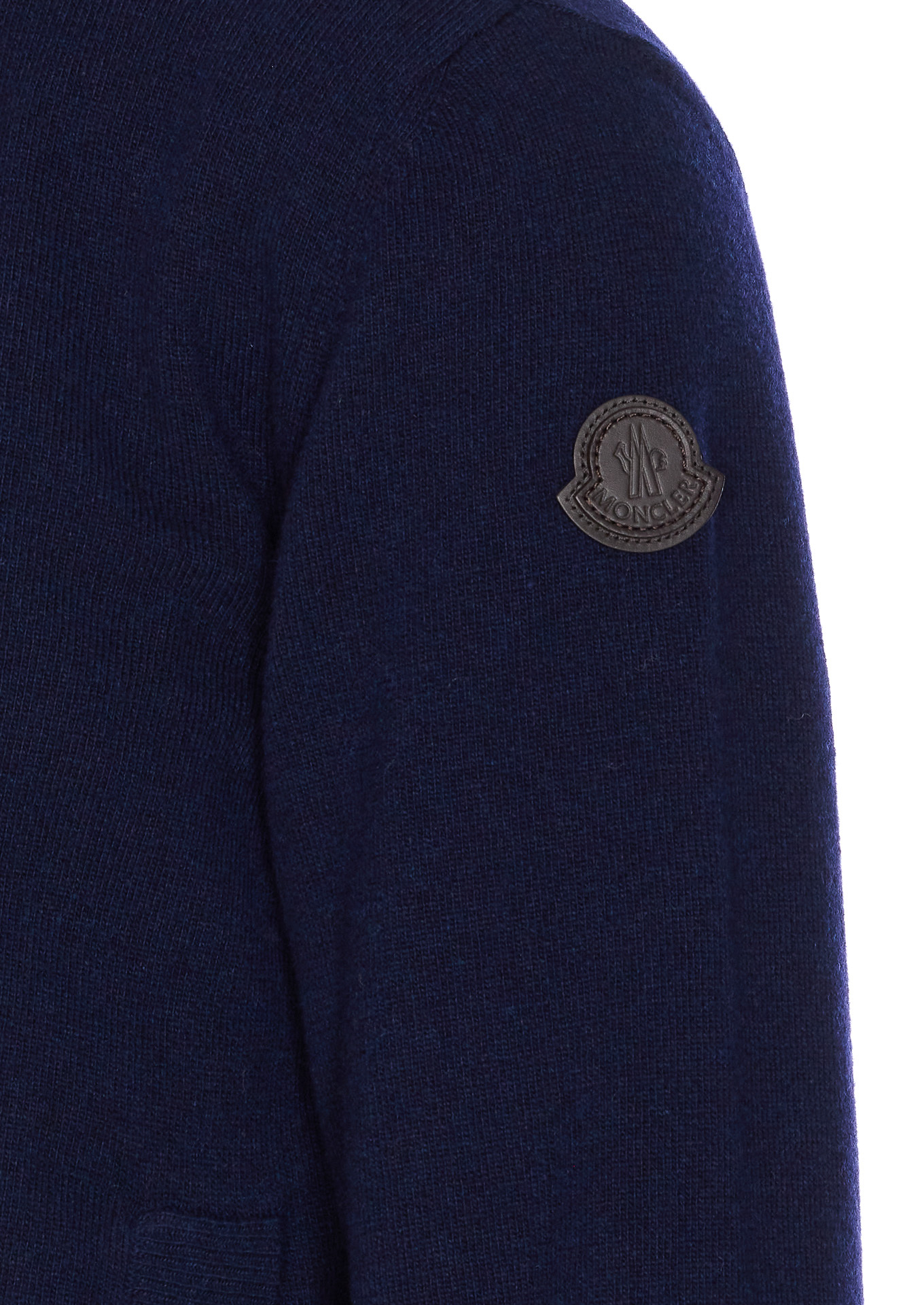 Moncler Men Logo Tricot Cardigan In Blue