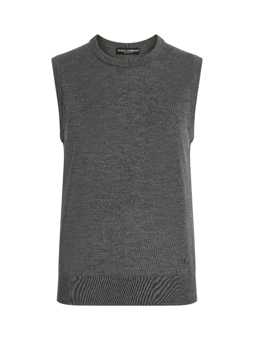 Dolce & Gabbana Cashmere Sleeveless Top Ribbed Hem In Gray