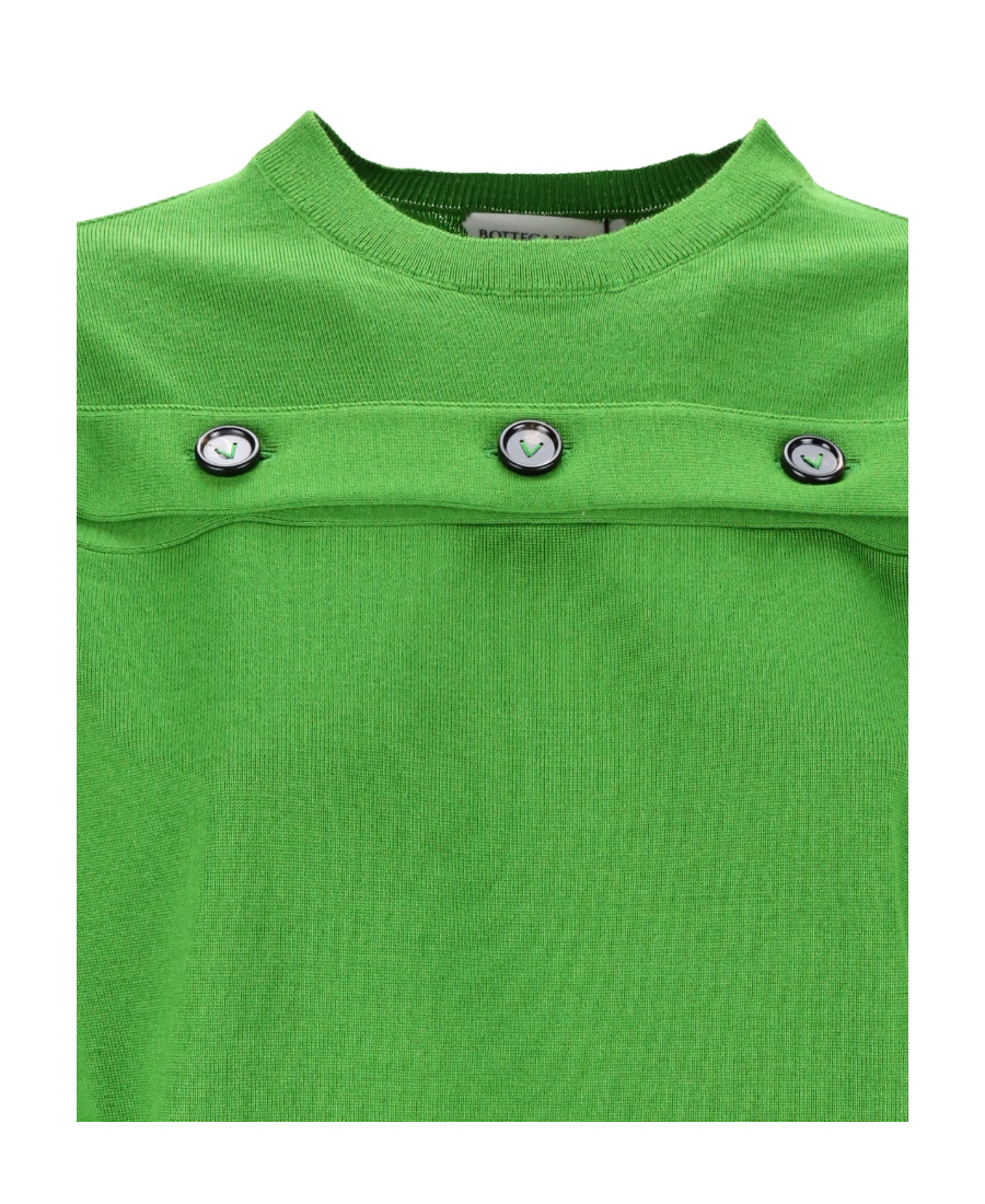 Bottega Veneta Button-detail Wool Jumper In Green