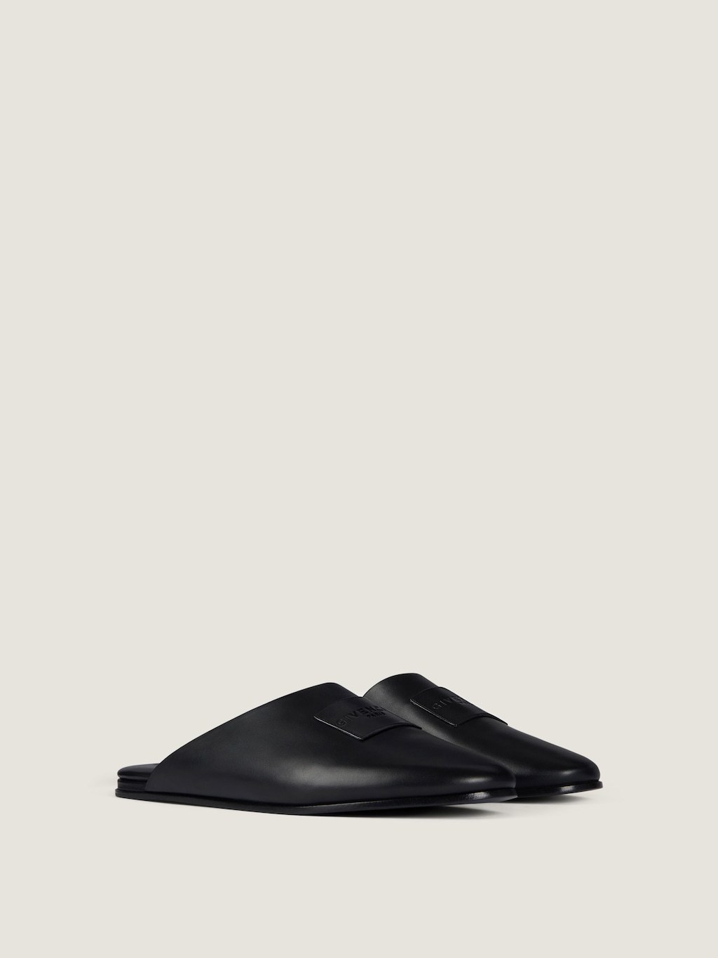 Givenchy Label Flat Mules In Nappa Leather In Black