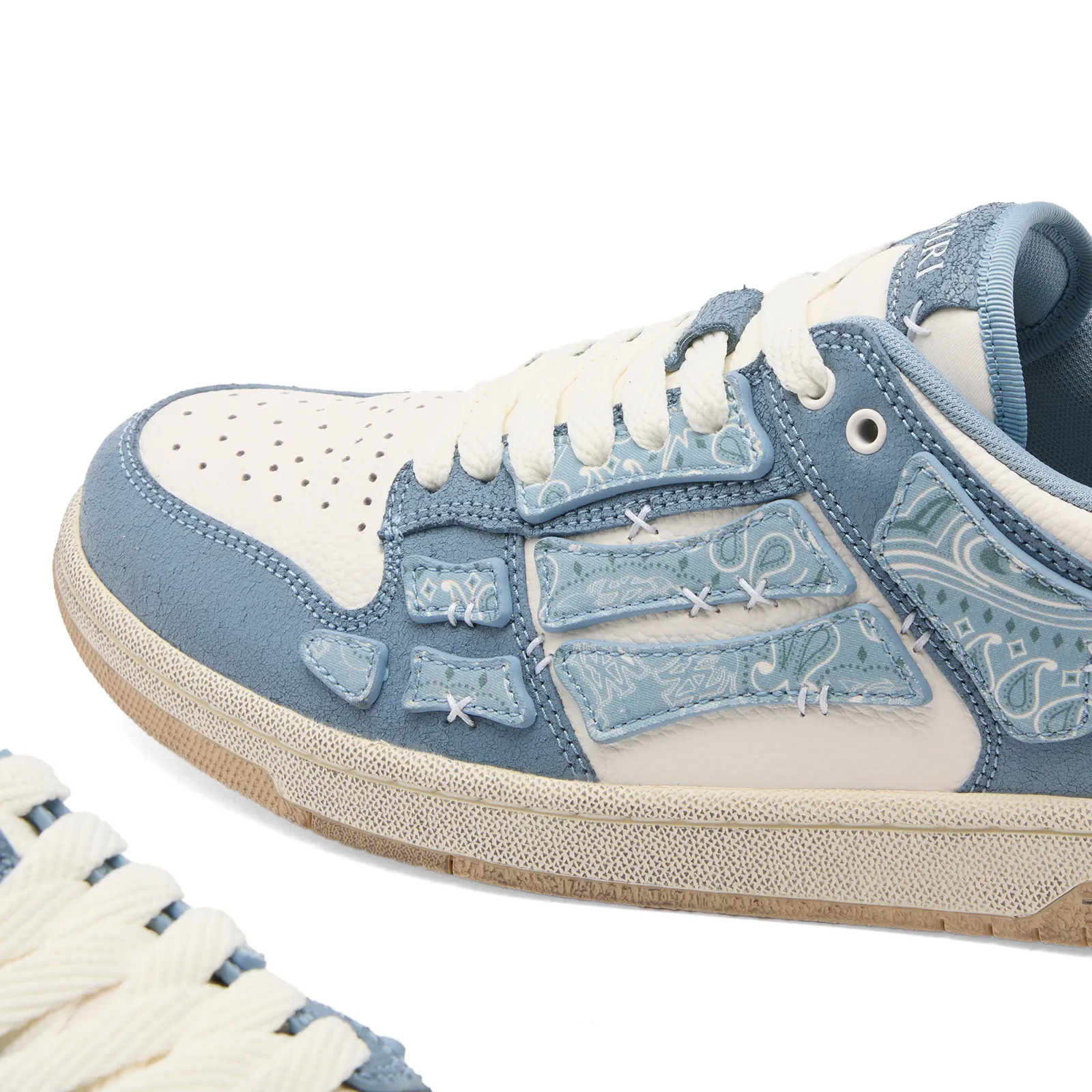 Amiri Light Blue Leather Bandana Skel Low Top Sneakers In Blue