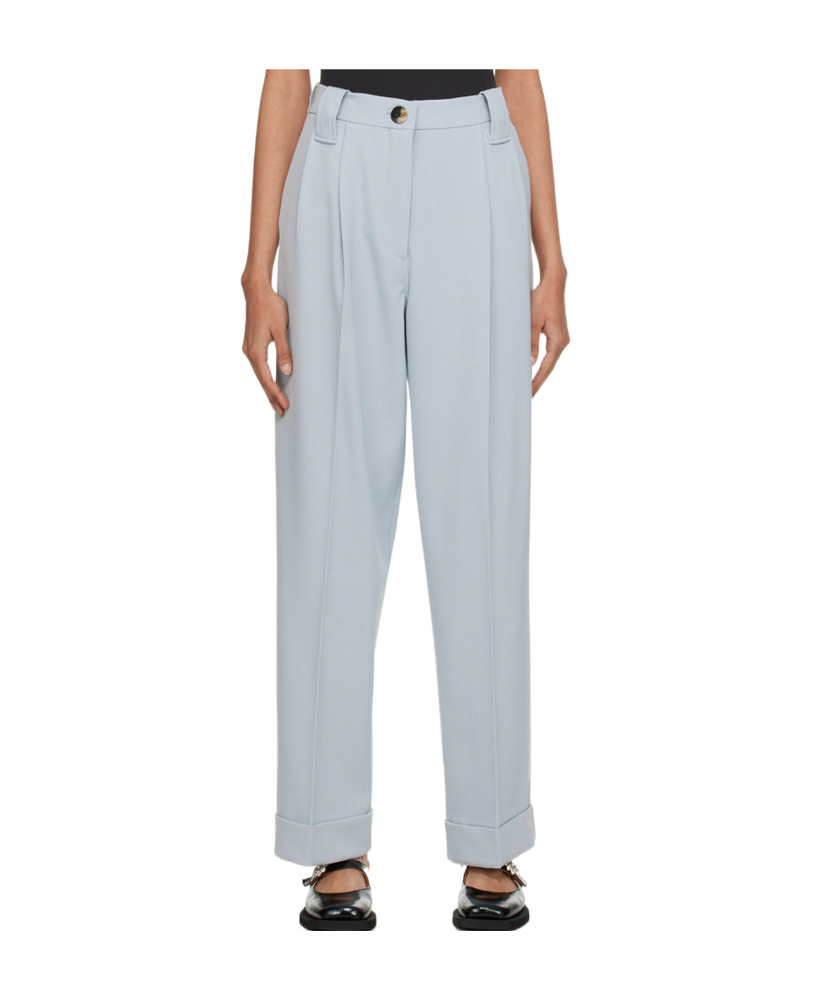 Ganni Tailored Straight-leg Trousers In Gray