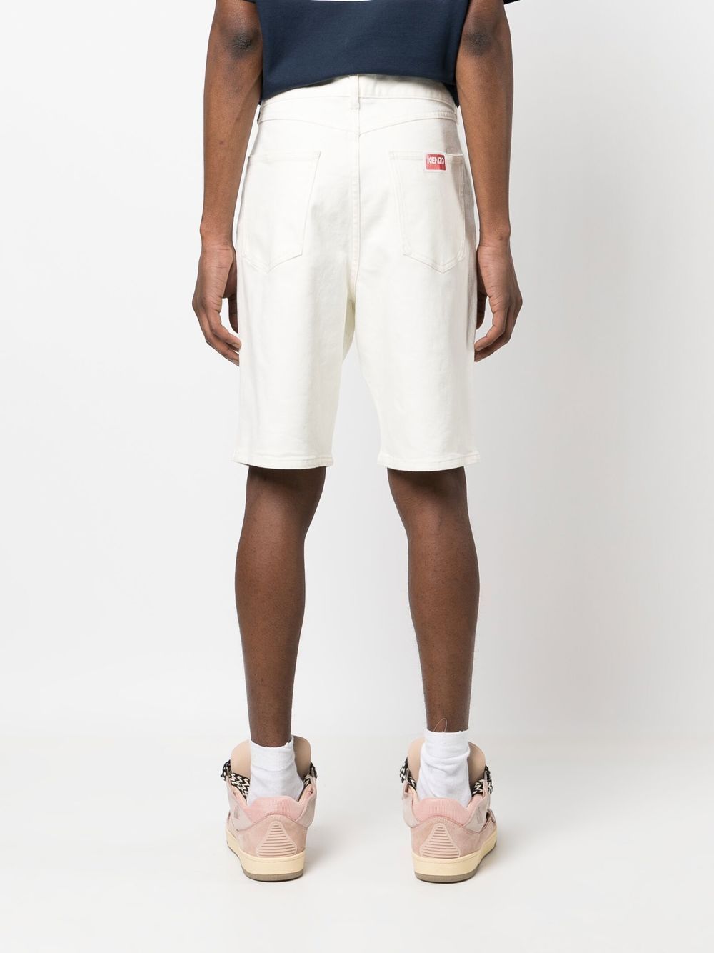 Kenzo Logo-patch Denim Shorts In White