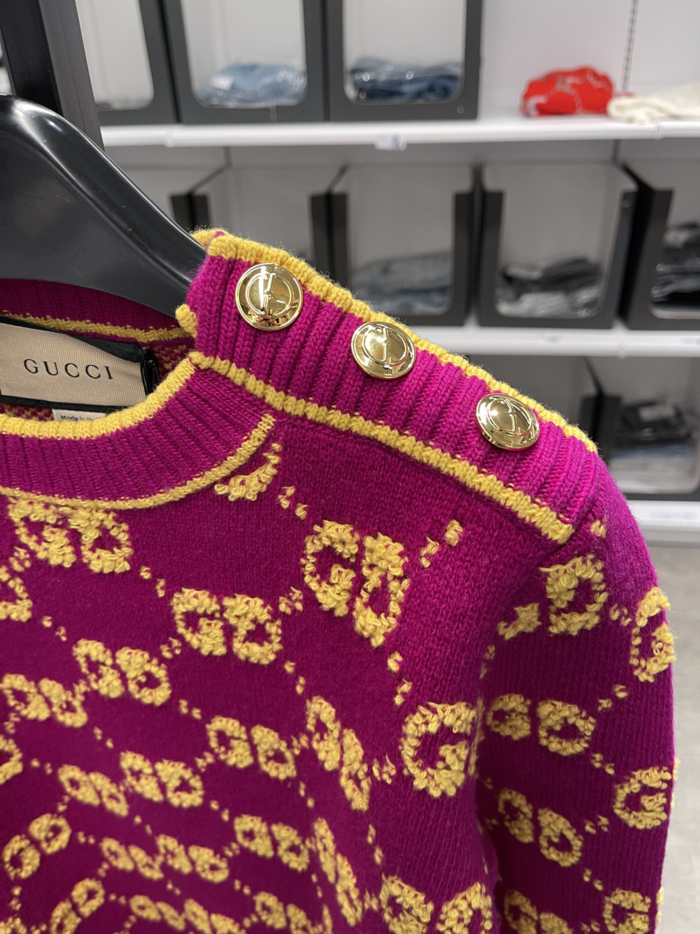 Gucci Logo Knitted Wool Sweater In Red