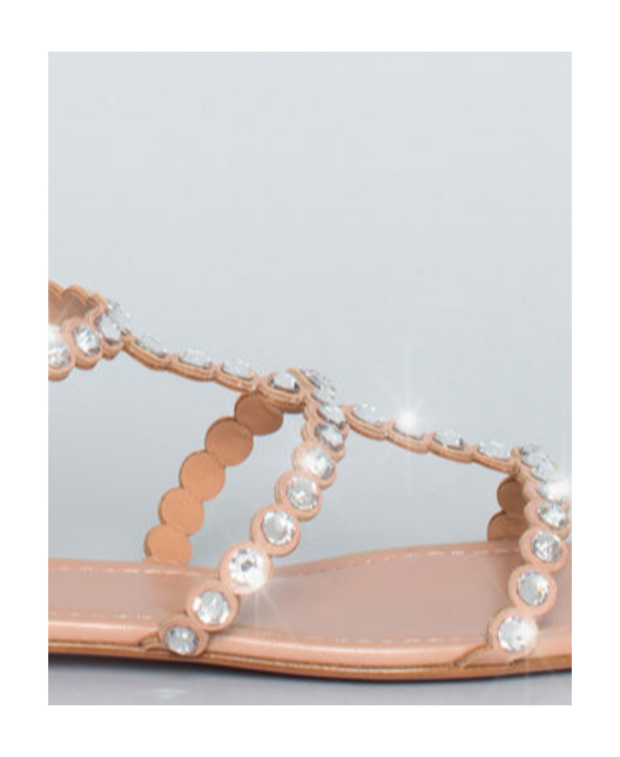 Aquazzura Tequila Crystal-embellished Metallic Leather Sandals In Nude