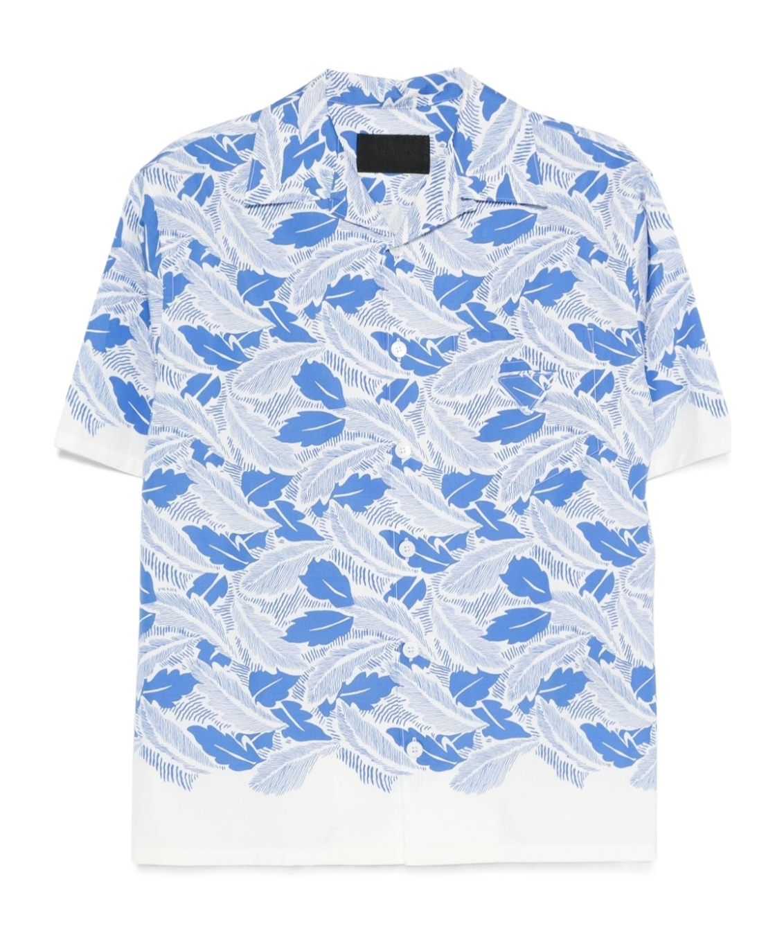 Prada Mens Light Blue Graphic-print Short-sleeve Cotton Shirt Xl In Blue
