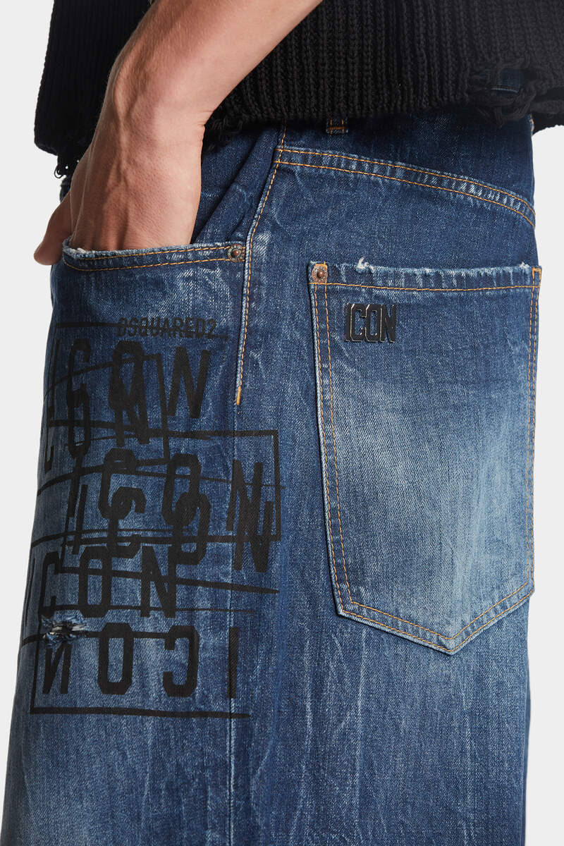 Dsquared2 Icon-print High-rise Straight-leg Jeans In Blue
