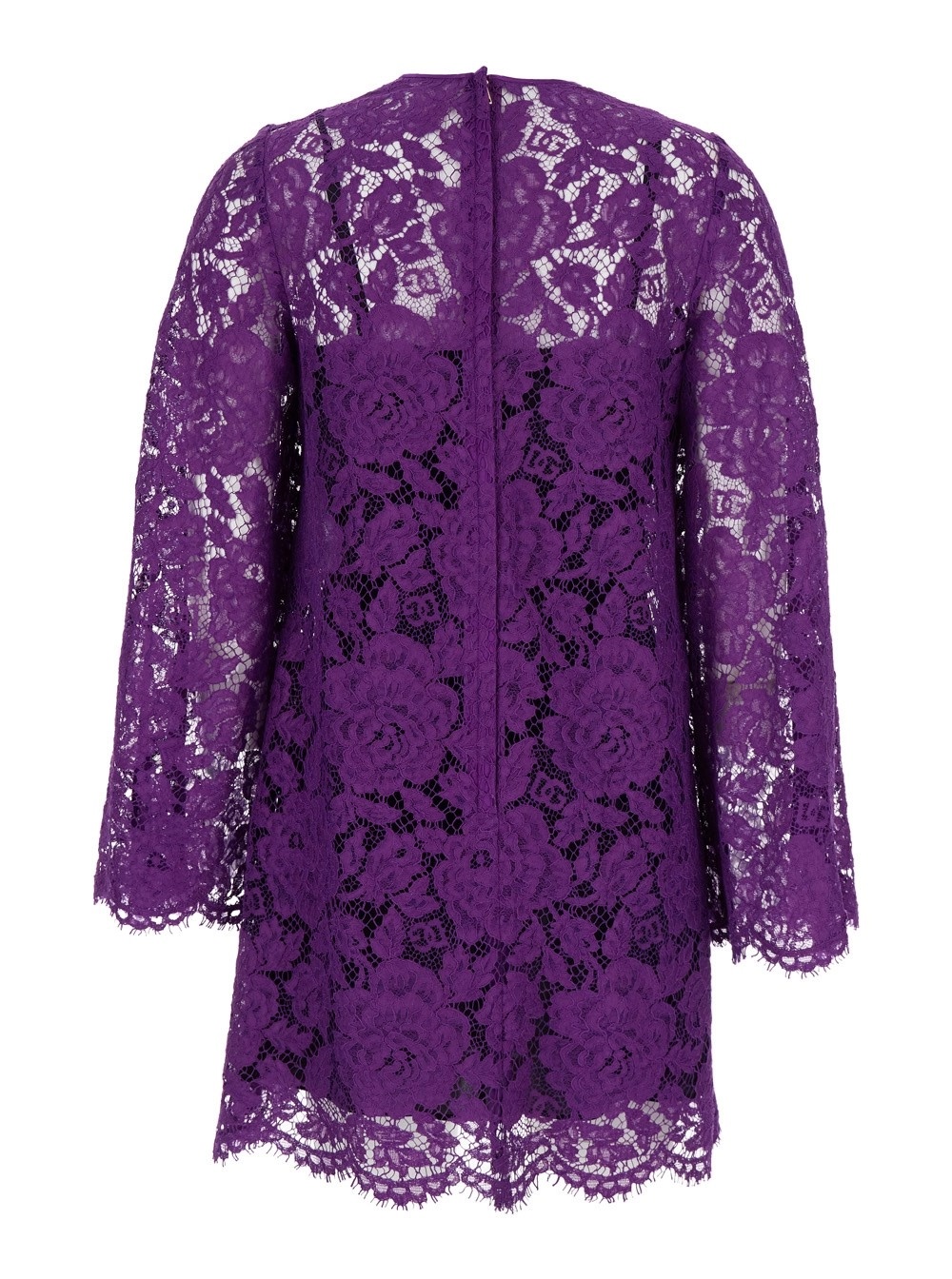 Dolce & Gabbana Cordonetto Lace Short Dress In Purple