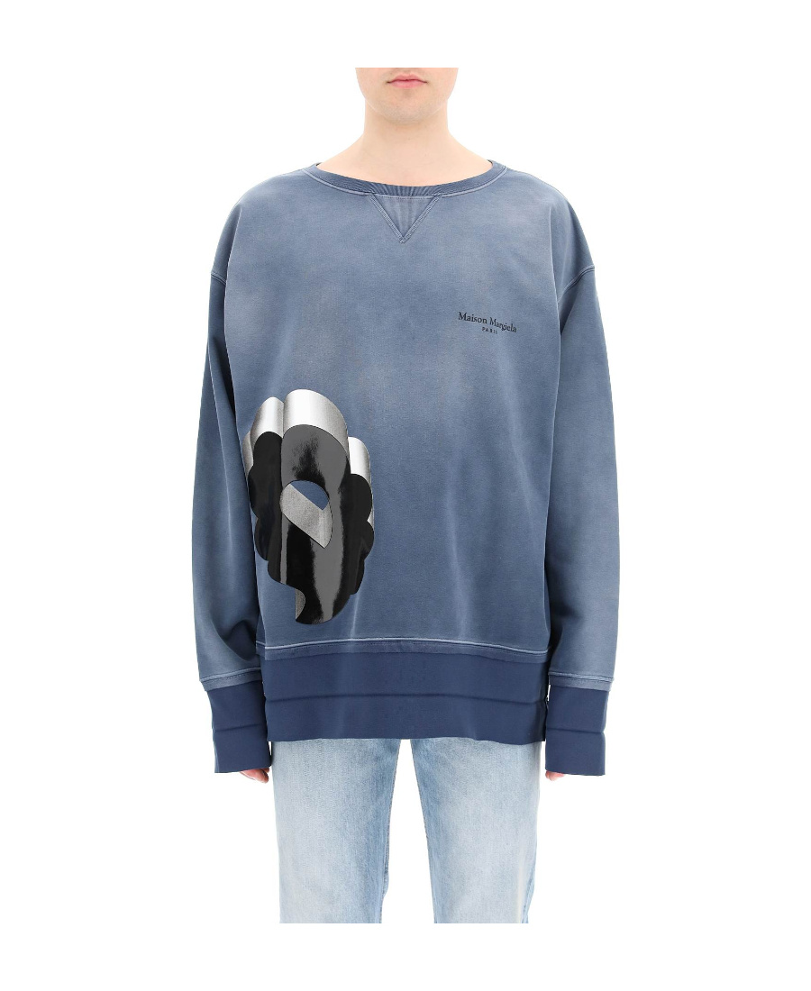 Maison Margiela Graphic-print Sweatshirt In Blue