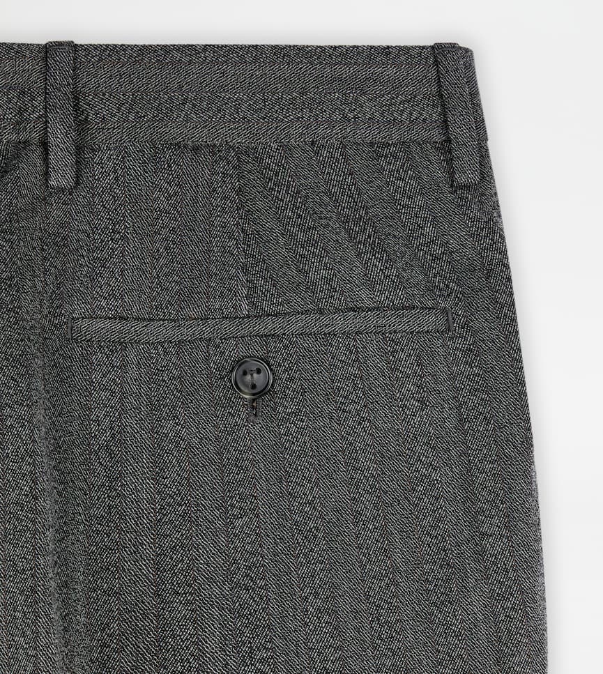 Tod's Wool Blend Slim Fit Pants In Gray