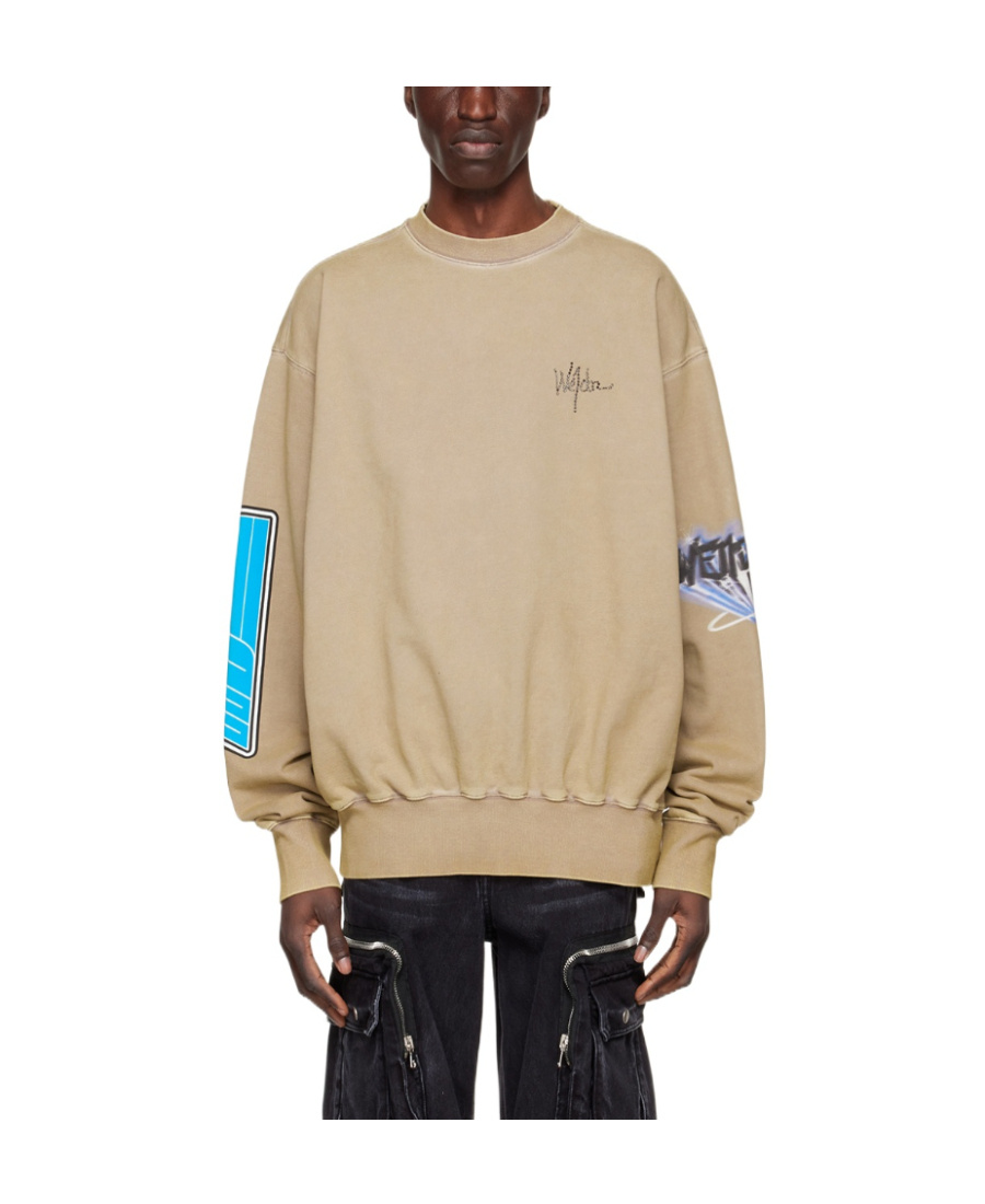 We11 Done Logo Round-neck Sweater In Nude