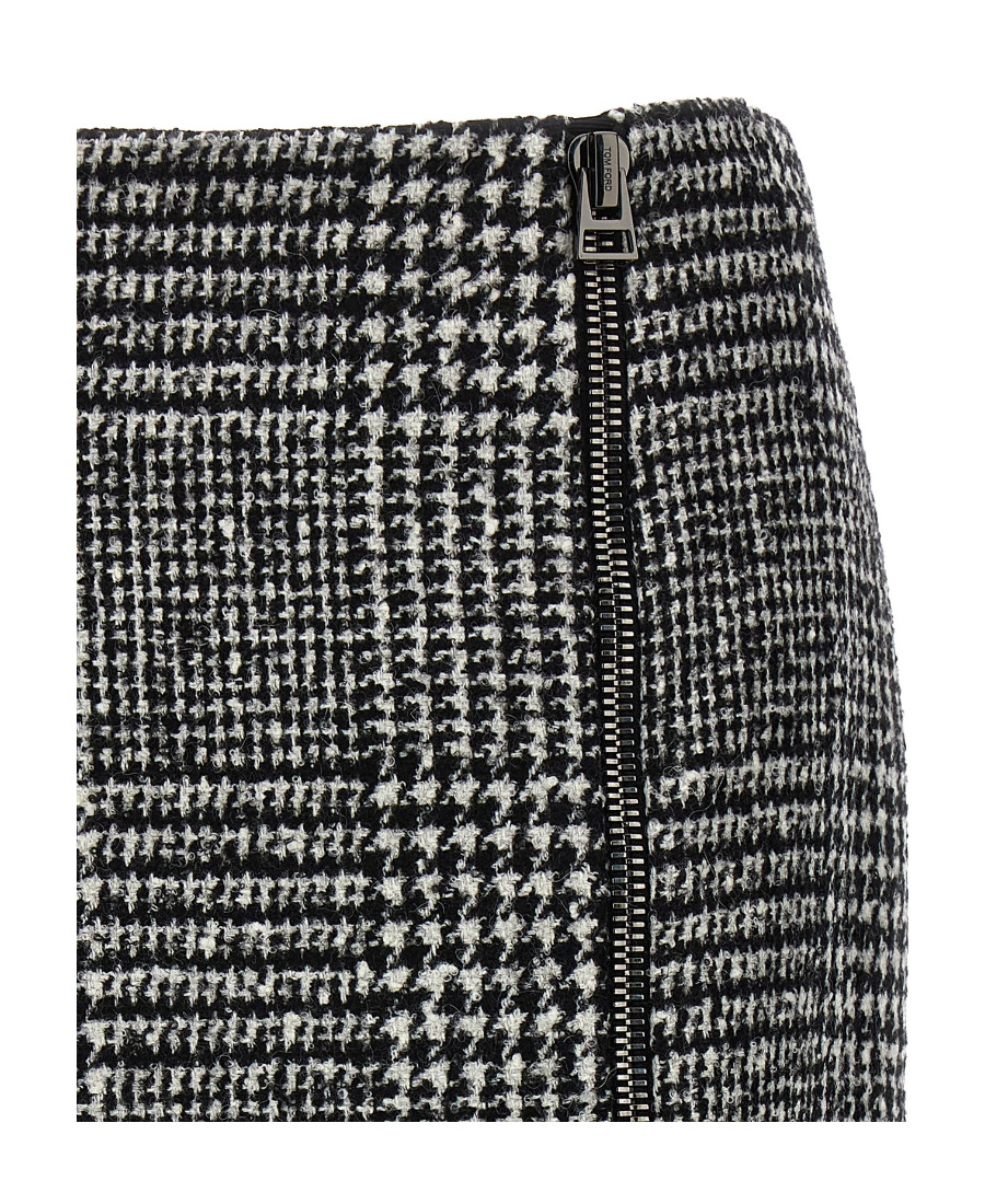 Tom Ford High-waisted Knee-length Fitted Houndstooth Skirt In Black