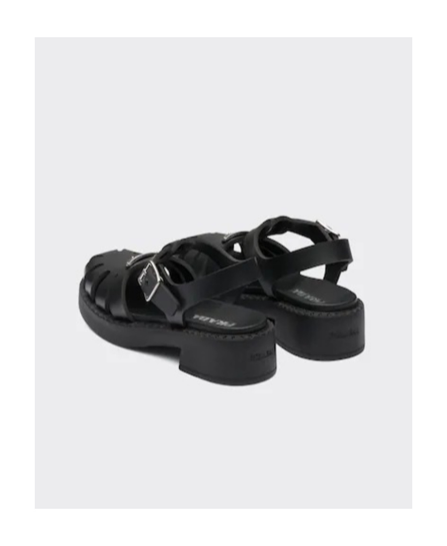 Shop Prada Triangle Logo-plaque Buckled Sandals In Black