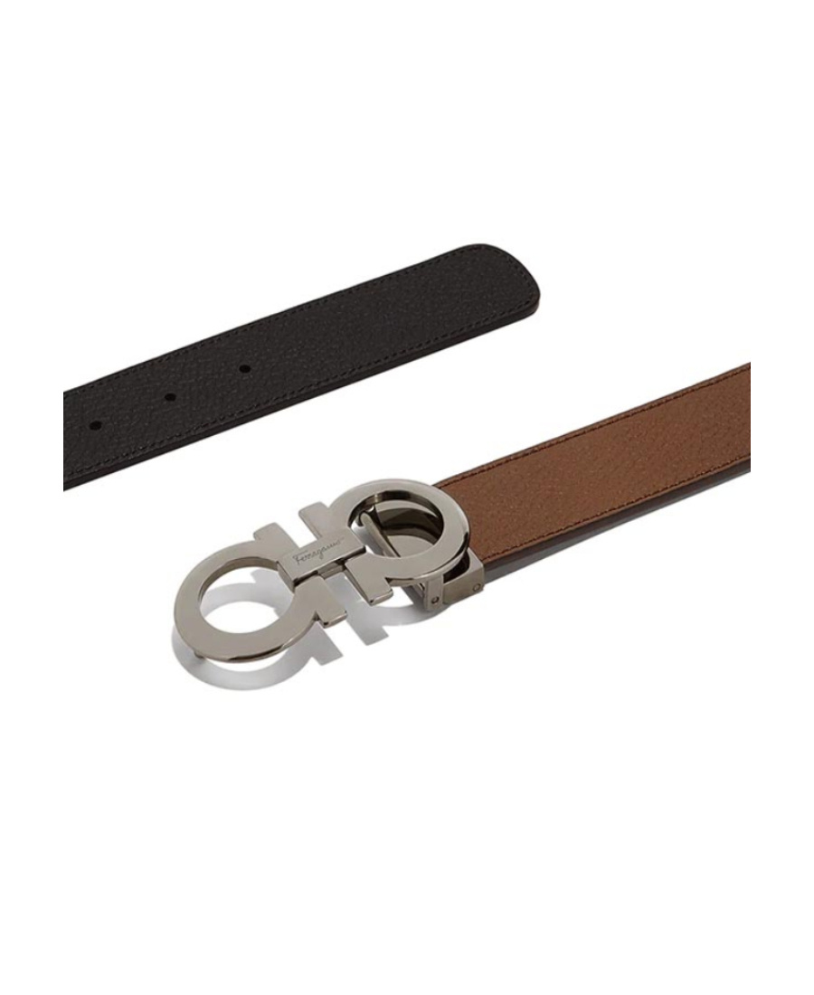 Ferragamo Gancini Buckle Double-sided Belt In Black