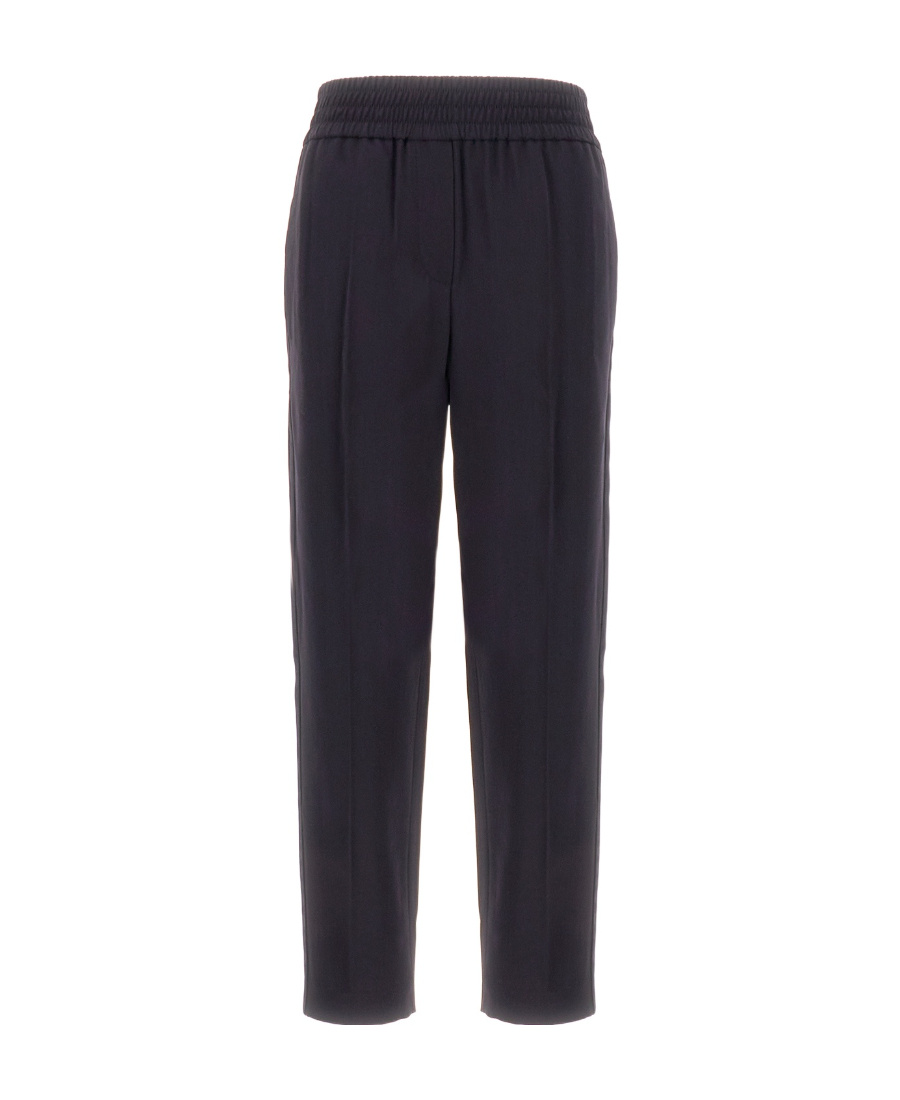 Brunello Cucinelli Midnight Blue Viscose Blend Pant In Black