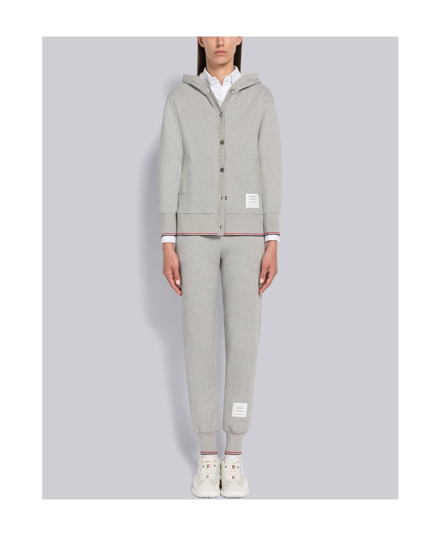 Thom Browne Herringbone Pattern Track Trousers In Gray