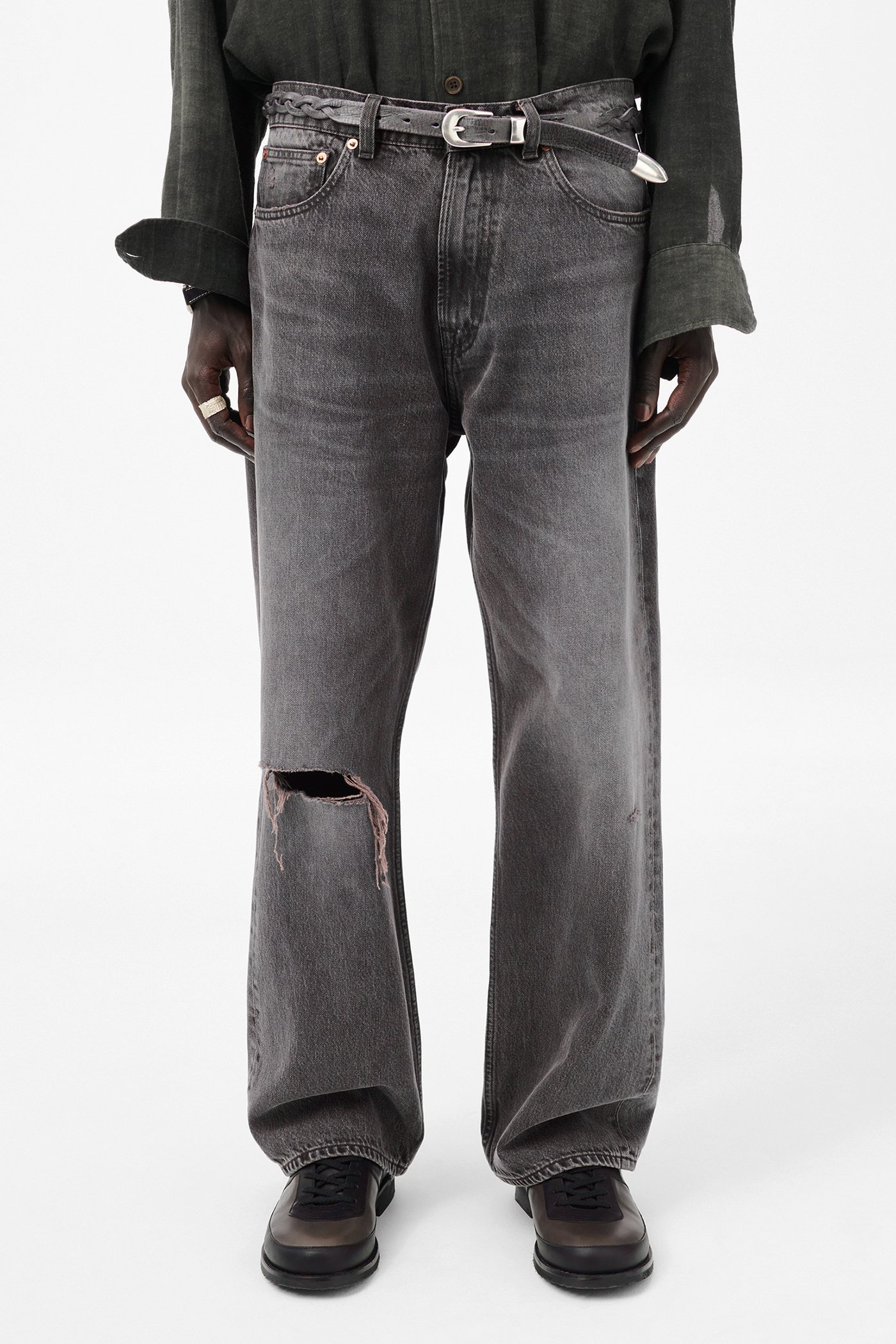 Our Legacy Straight Leg Distressed Five-pocket Jeans In Brown