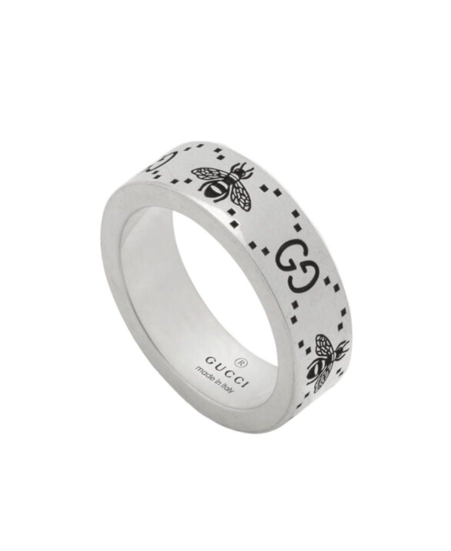 Gucci Gg And Bee Engraved Wide Ring