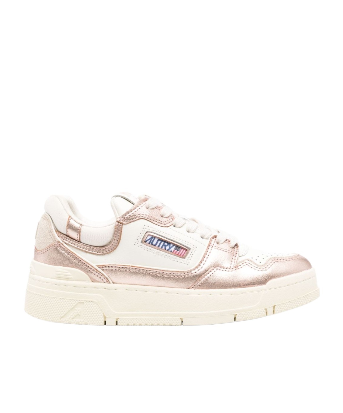 Autry Platinum Leather And Suede Low Top Sneakers In White