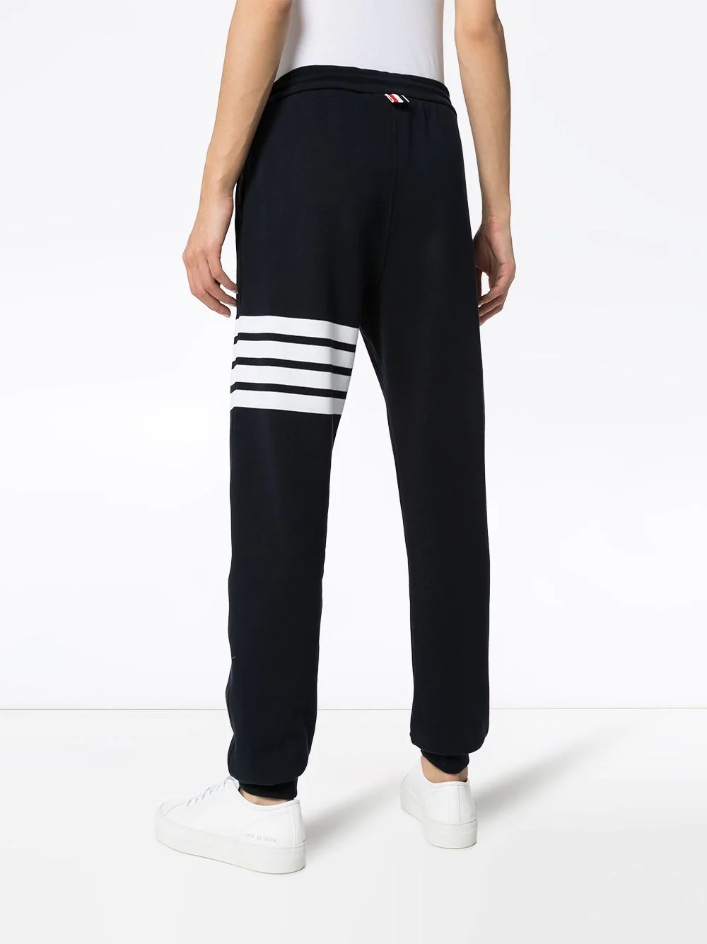 Thom Browne Blue Cotton Jogger With 4 Bar Detail In Black