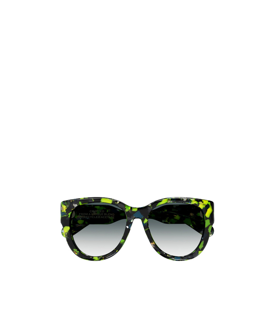 Chloé Camouflage-print Cat Eye-frame Sunglasses In Black