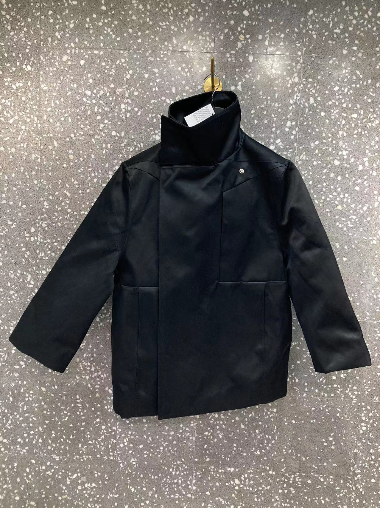 Rick Owens Long-sleeved Down Jacket With Standing Collar In Black