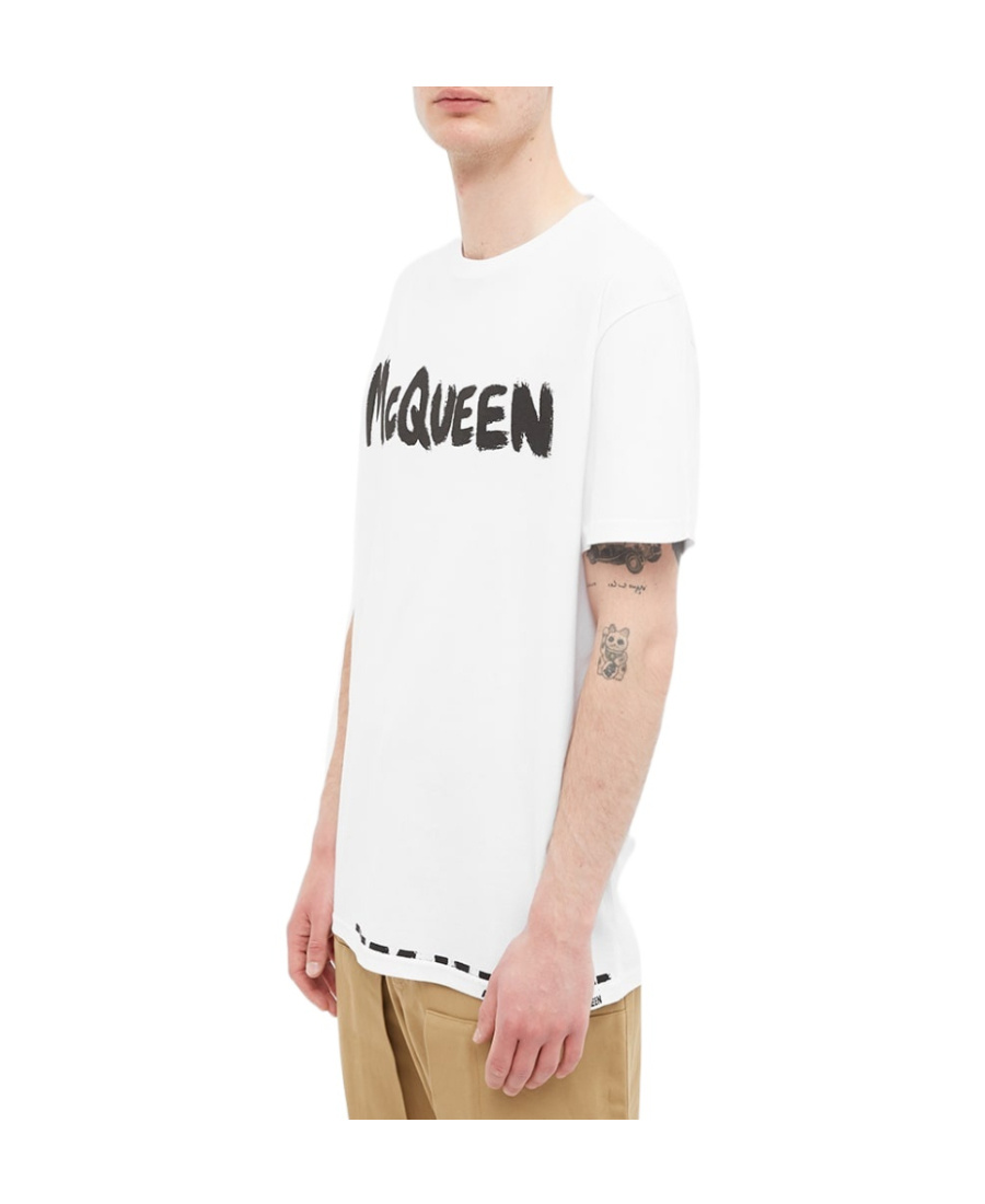 Alexander Mcqueen Mcqueen Grafitti Logo Cotton T-shirt In White