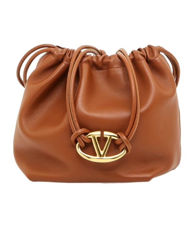 Valentino Women's Vlogo Pouf Nappa Leather Pouch In Brown
