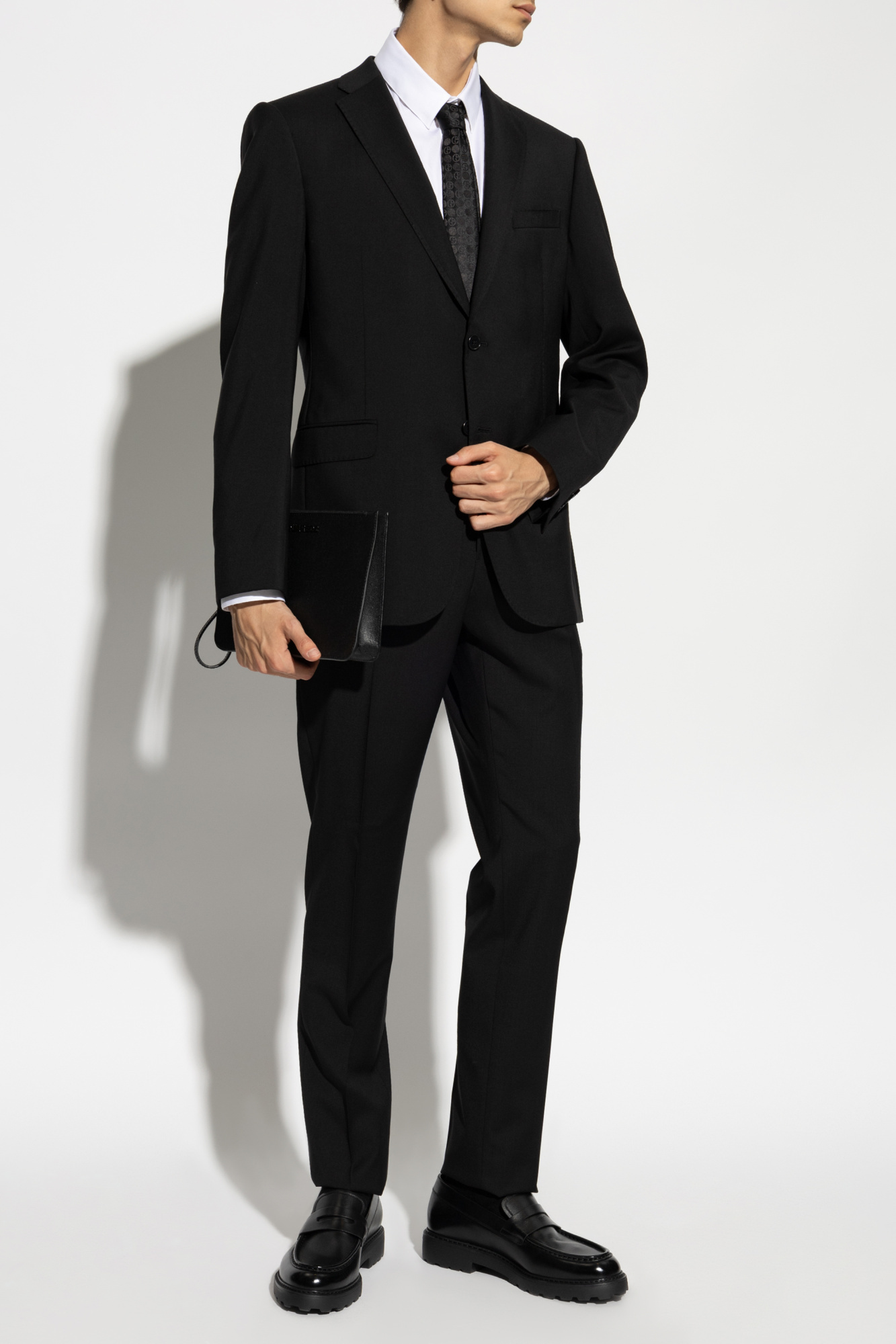 Emporio Armani Long-sleeved Suit Coat In Black