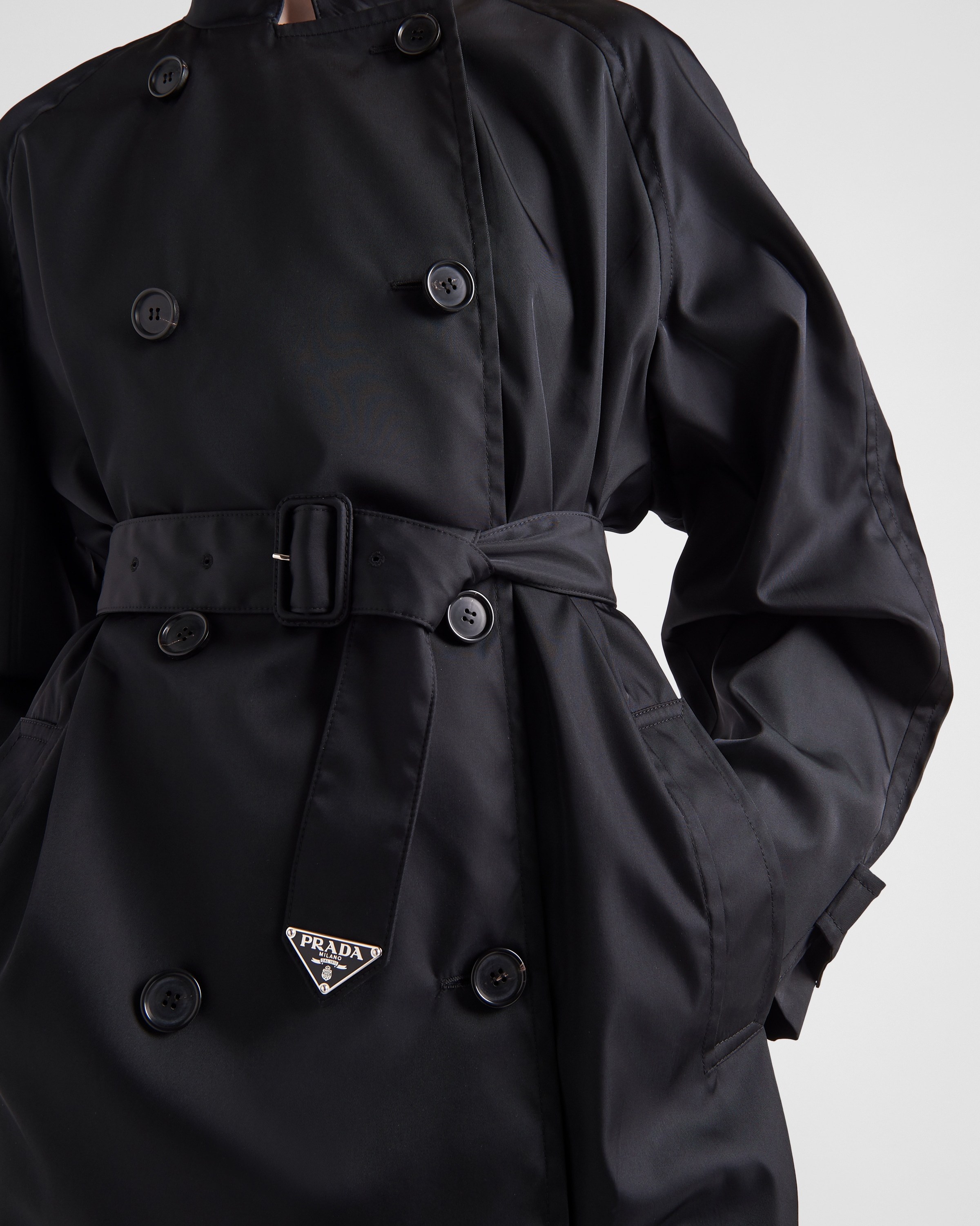 Shop Prada Re-nylon Raincoat In Black