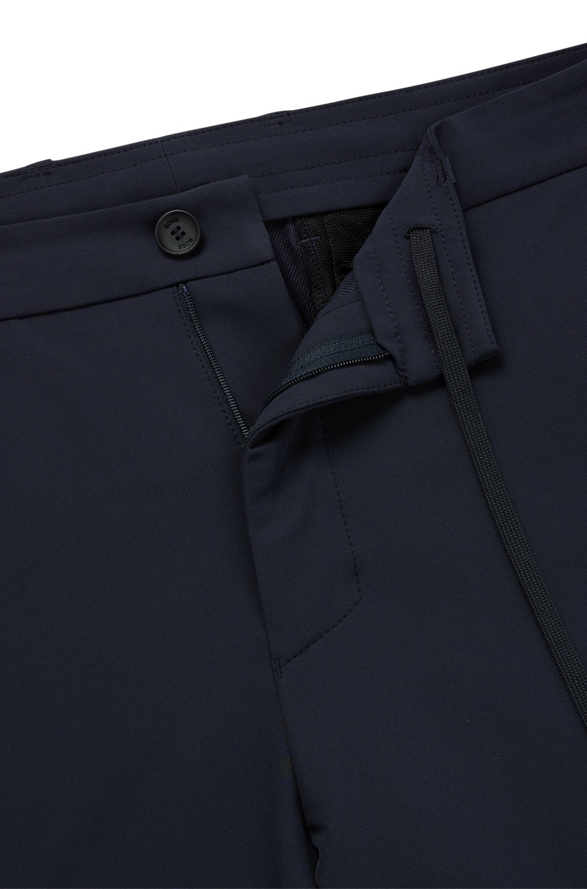 Hugo Boss Water-repellent Tapered Trousers In Black