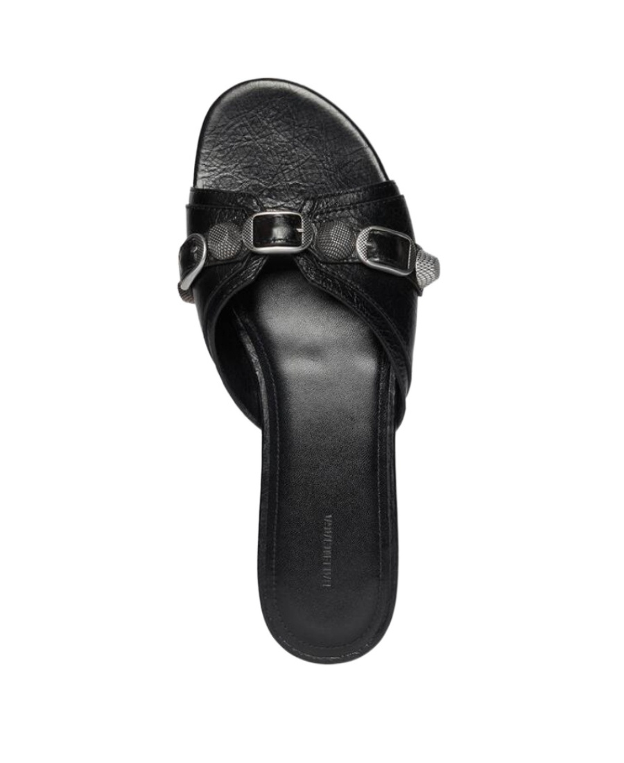 Balenciaga Open-toe Sandals With Decorative Buckle Detail In Black