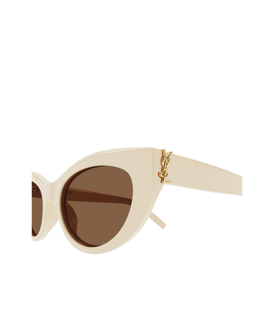 Saint Laurent Logo Cat-eye Frame Sunglasses In Brown