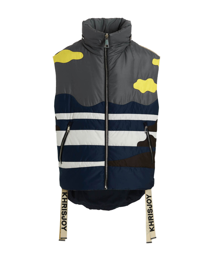 Khrisjoy Oversize Patchwork Colorblock Nylon Vest In Black