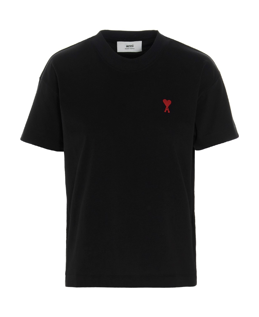 Ami Alexandre Mattiussi Ami Paris Ami De Coeur T-shirt In Organic Cotton In Black
