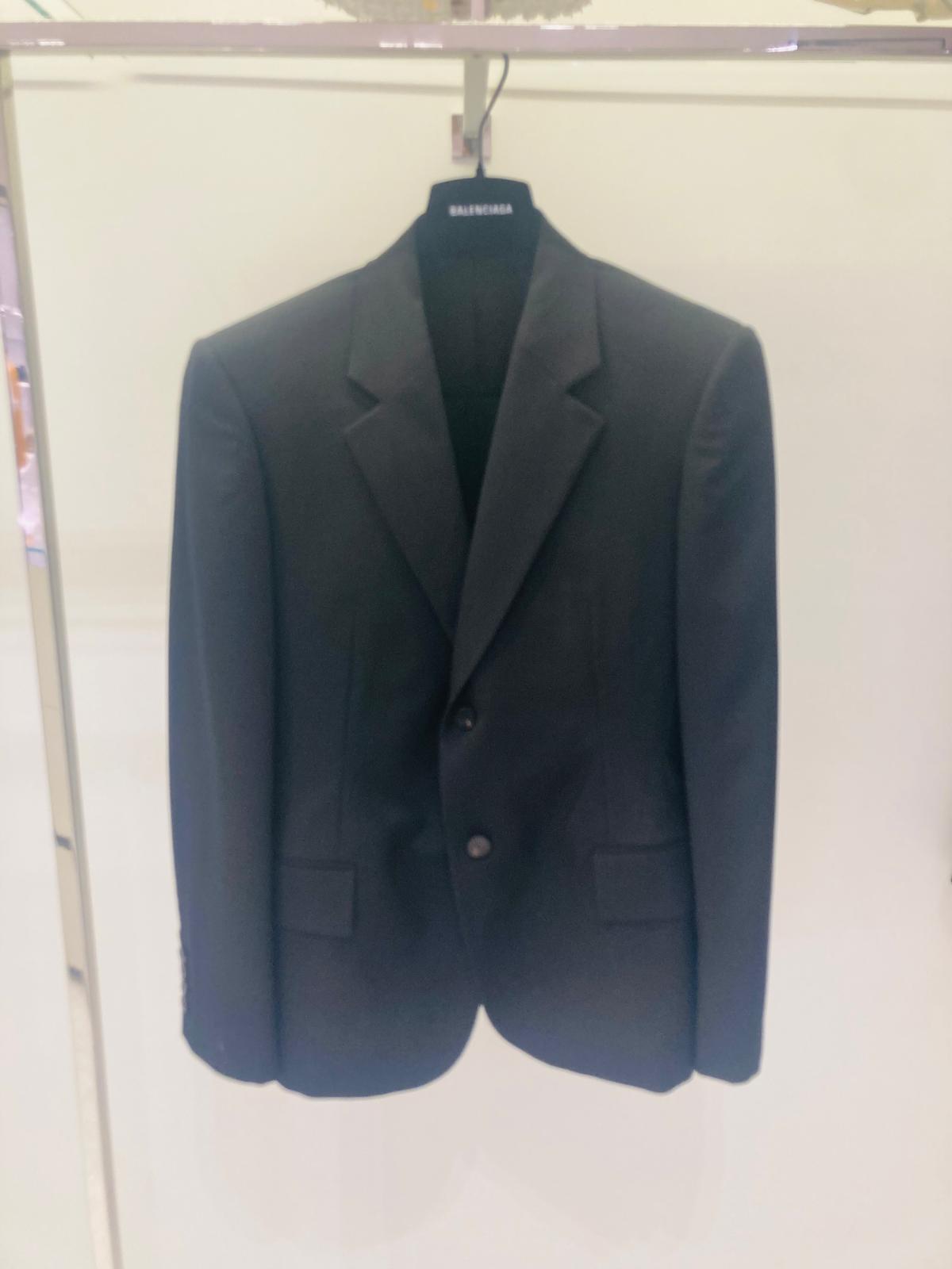 Balenciaga Long-sleeved Suit Coat In Black