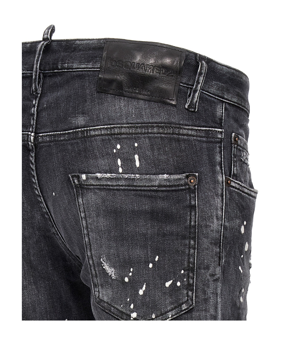 Dsquared2 Denim Trousers Distressed Belt Loops In Black
