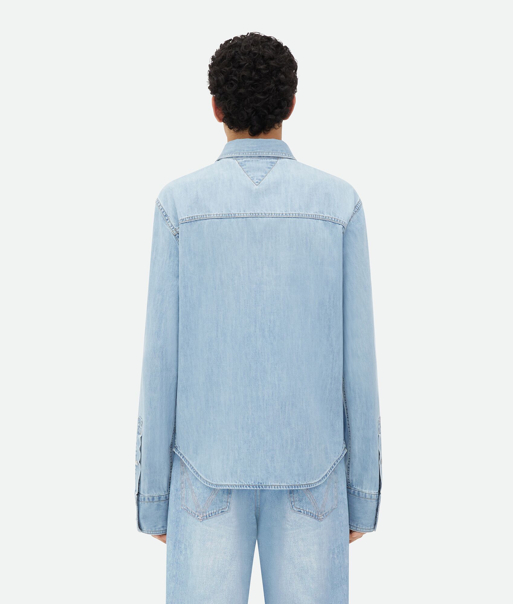Bottega Veneta Bleached Light Denim Shirt In Blue