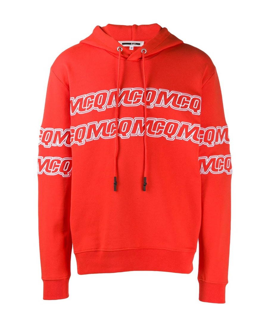 Mcq By Alexander Mcqueen Embroidered Logo Hoodie In Red