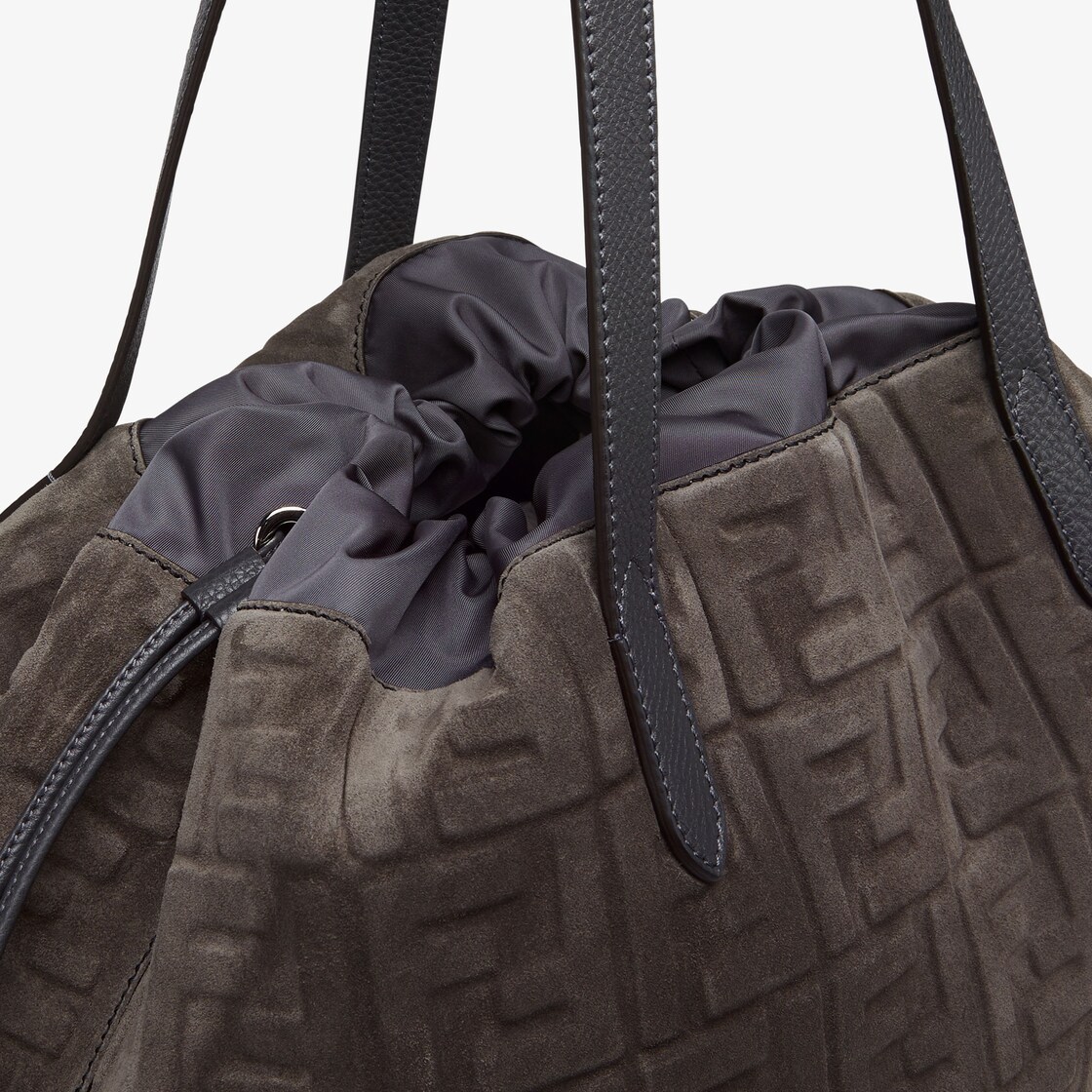 Fendi Ff Logo-embossed Tote Bag In Gray