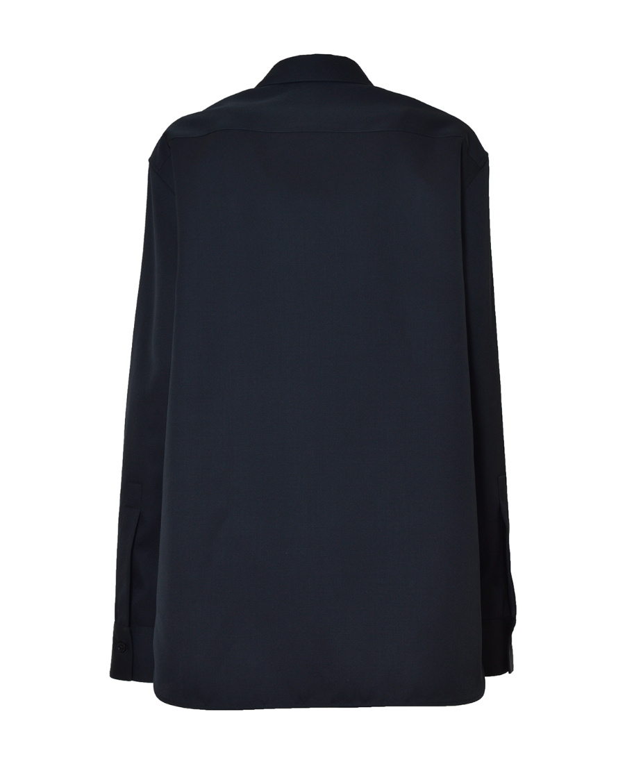 Jil Sander Long-sleeve Wool Shirt In Black