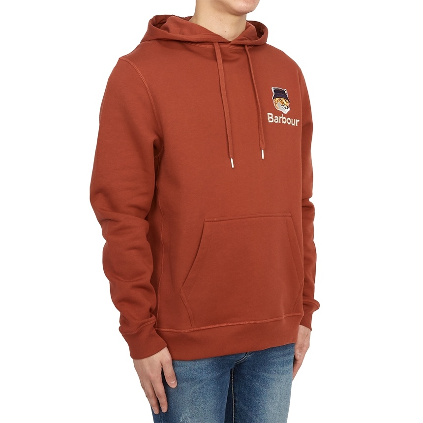 Shop Barbour Logo Cotton Hooded Sweater In Red