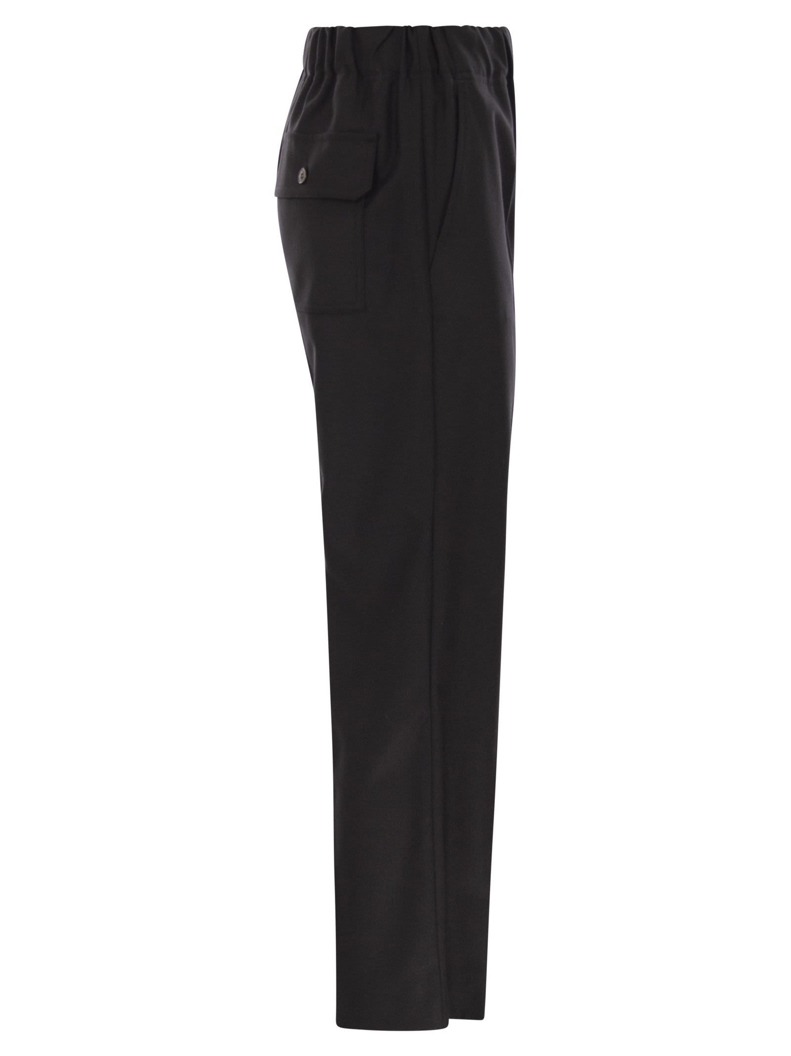 Weekend Max Mara Elastic Waist Casual Pants In Black